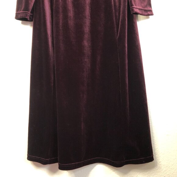 Willowridge Vintage Burgundy Red Women's 18 Velour Velvet Whimsigoth Maxi Dress - Picture 4 of 10